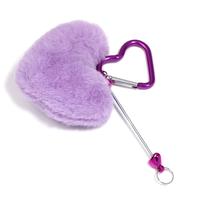 ZK568012  Heart pom-pom keychain purple/5pcs