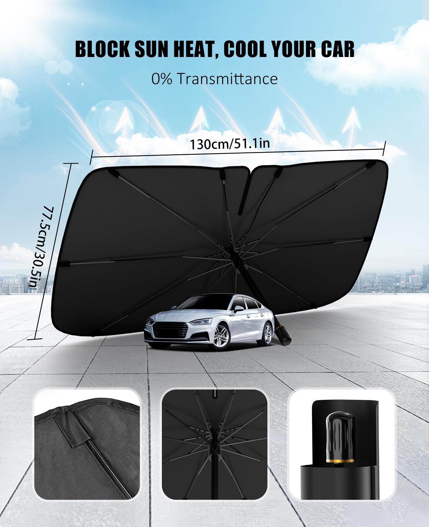 Upgraded Portable Car Windshield Sunshade, Foldable Windshield Sun Umbrella, Car Exterior Accessories, Car Windshield Cooling Umbrella for Daily