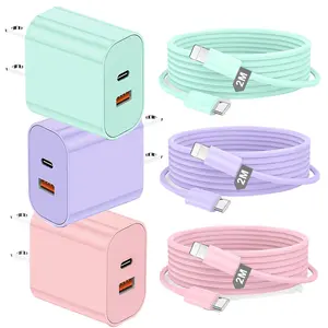 6.6FT [MFi Certified] Lightning Cable, Dual Port A/C Charger Adapter, PD 20W Dual-Port Fast Wall Charger Compatible with Apple Cube Charging Block, Compatible with iPhone 14/13/12/11/Pro Max/XS/XR