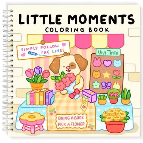 VIVI TINTA Line-By-Line Adult Coloring Book - Beginner Friendly, Calming, Cozy Office Art Supplies with Vibrant Outlines, Cute Character Scenes, Relaxation Functionality, Holiday Gift for Teens & Adults, Beginner Friendly Coloring Book