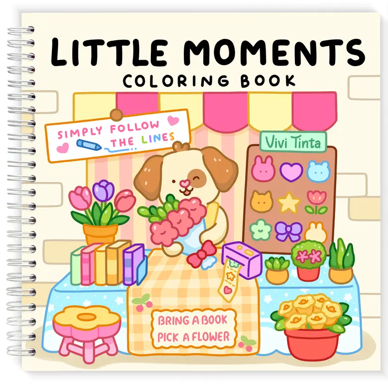 VIVI TINTA Line-By-Line Adult Coloring Book - Beginner Friendly, Calming, Cozy Office Art Supplies with Vibrant Outlines, Cute Character Scenes, Relaxation Functionality, Holiday Gift for Teens & Adults, Beginner Friendly Coloring Book