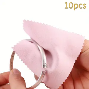 10-Piece Jewelry Polishing Cloth Set, Dual-Sided Velvet Cleaning Wipes, Ideal for Silver Color Jewelry Care, Durable Accessories
