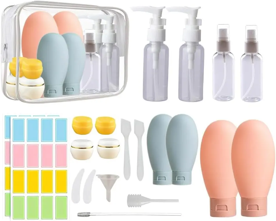 21 PCS Refillable Toiletry Bottles with Toiletry Bag