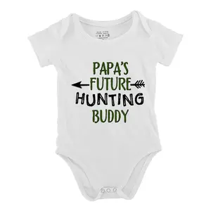 Funny Baby Babysuit Papas Future Hunting Buddy Letter Print Baby Short Sleeve Onesies Romper For Infant, Newborn Boys Girls Soft Casual Outfit ，Outdoor Baby Bodysuits