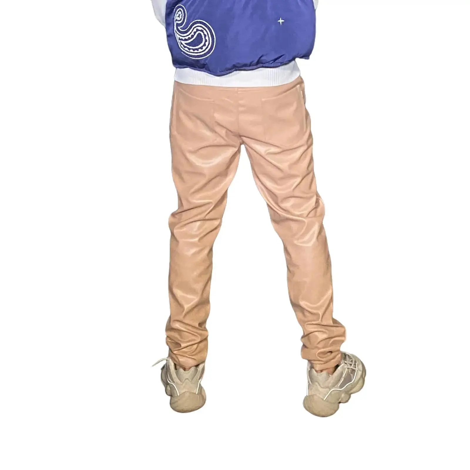 Leather Pants Beige - Slim Fit Men Trouser