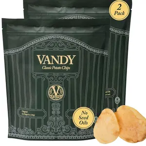 Vandy Crisps Potato Chips - Vegetable & Seed Oil Free Snacks - Gluten Free Potato Chip - Healthy Chips Made with Potatoes, Grass-Fed Beef Tallow, and Sea Salt - 2 Pack, 5 Ounce Each (Original)