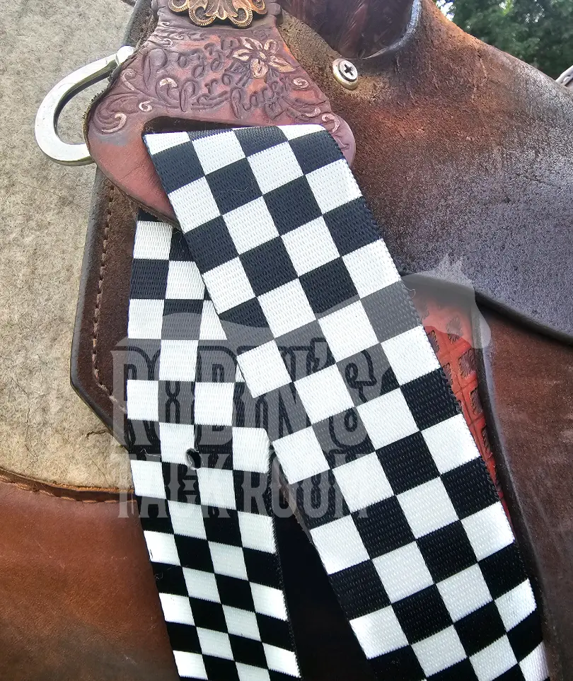 Checkered latigo and off billet set Checkered latigo and off billet set