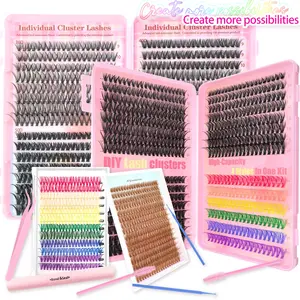 DIY D Curl Lash Clusters, 9-16mm Rainbow Colors, Ultra Soft & Reusable, Perfect for Beginners, Parties & Festivals, Eyelash Extension
