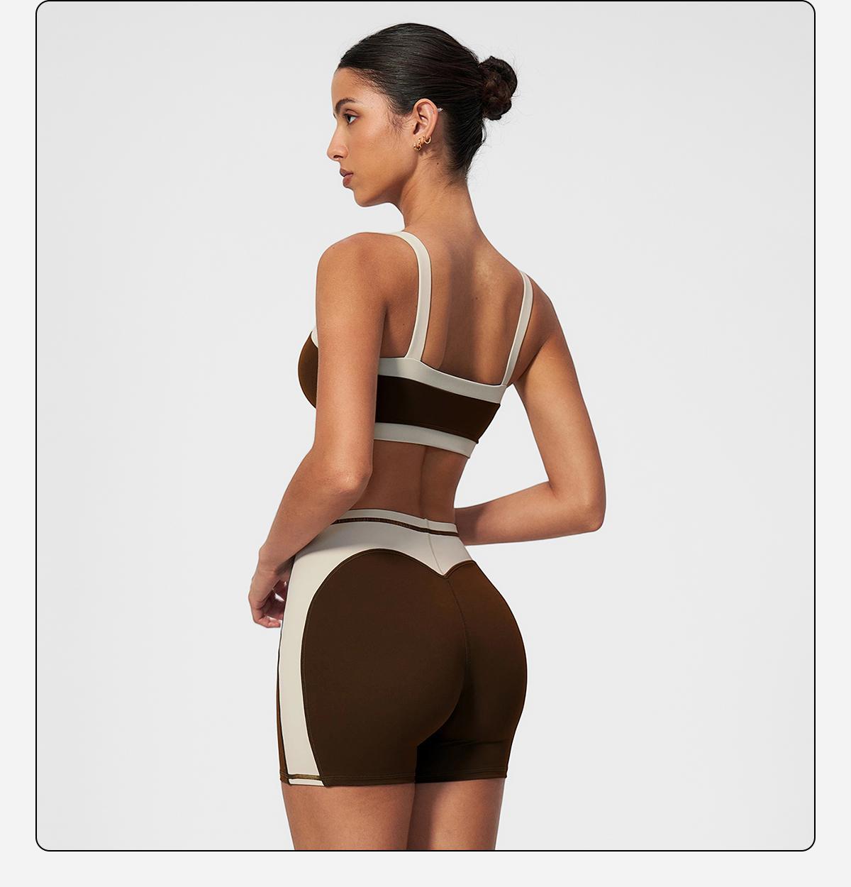MFVIM Women’s slimming slim-fit color-block fitness set: square-neck thin-strap sports tank top with a beautiful back design, high-waisted tummy control and butt-lifting three-inch yoga shorts set,travel essentials,camping essentials