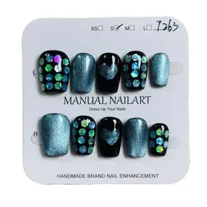 E106 Star Bright Love Cat Eye Removable Press On Nails - High-Quality Nail Polish for Cats