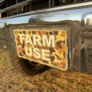 Vintage Style Metal Farm Use License Plate Camo Options