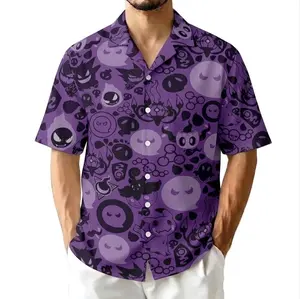 Hot Summer 2026 Purple Ghost Monster Hawaiian Shirt, Spooky Game Inspired Summer Button Up Shirt