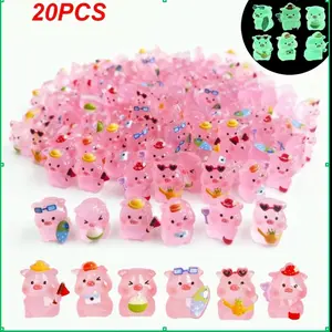 Mini Resin Pig Garden Statues, Garden Gnomes, Charming Desktop Figurines, Plsastic Animal Hidden Miniature People, Garden Micro Landscape Decoration, Resin Animal Sculptures
