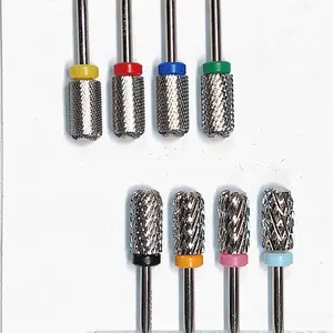 Big Barrel Safety Nail Drill Bits, 3/32'' Smooth Round Top Small Barrel Carbide Bits, Suitable for Manicure Pedicure Gel Polishing, Beginners Bits, Silver