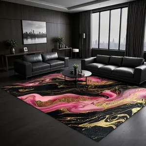 Abstract Gold Rush Pattern Carpet, Modern Universal Area Rug, Decorative Floor Mat for Home Living Room Bedroom Hotel Dormitory, Home Decor Rugs