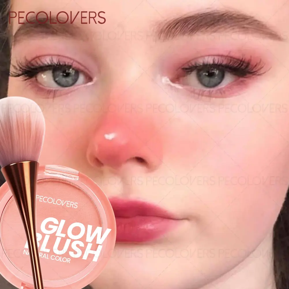 2PCS/SET Blush with Blush Brush- Glow Soft Gradient Matte Finish, Nude Makeup, Cheek Color with Soft , Peach, Coral Tones, Suitable for Daily Use