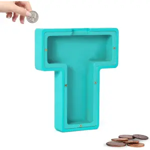 Initial-T Wooden Letter Piggy Bank Piggy Bank Creative English Alphabet Letter Storage Tank for Boys and girls Alphabet Money Bank Thanks Giving Gifts