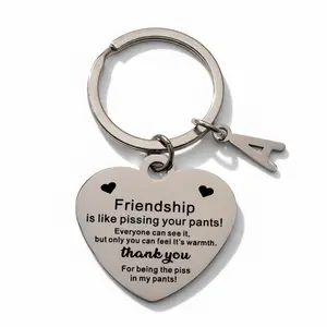 Fashion Casual Stainless Steel Heart Engraved Letters Key Chain For Best Friend