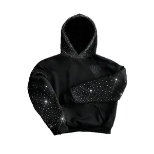 Kyn Apparel Rhinestone Embellished Hoodie Men Women Gothic Embroidery Sparkle Sleeve & Hood Pullover Fall Y2K Streetwear