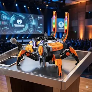 Bluetooth 5.0 LED Mechanical Crab Speaker - Wireless Stereo Pairing, 10W Powerful Bass, 8-Hour Portable Party Speaker for Outdoor, Desktop, Birthday Gifts