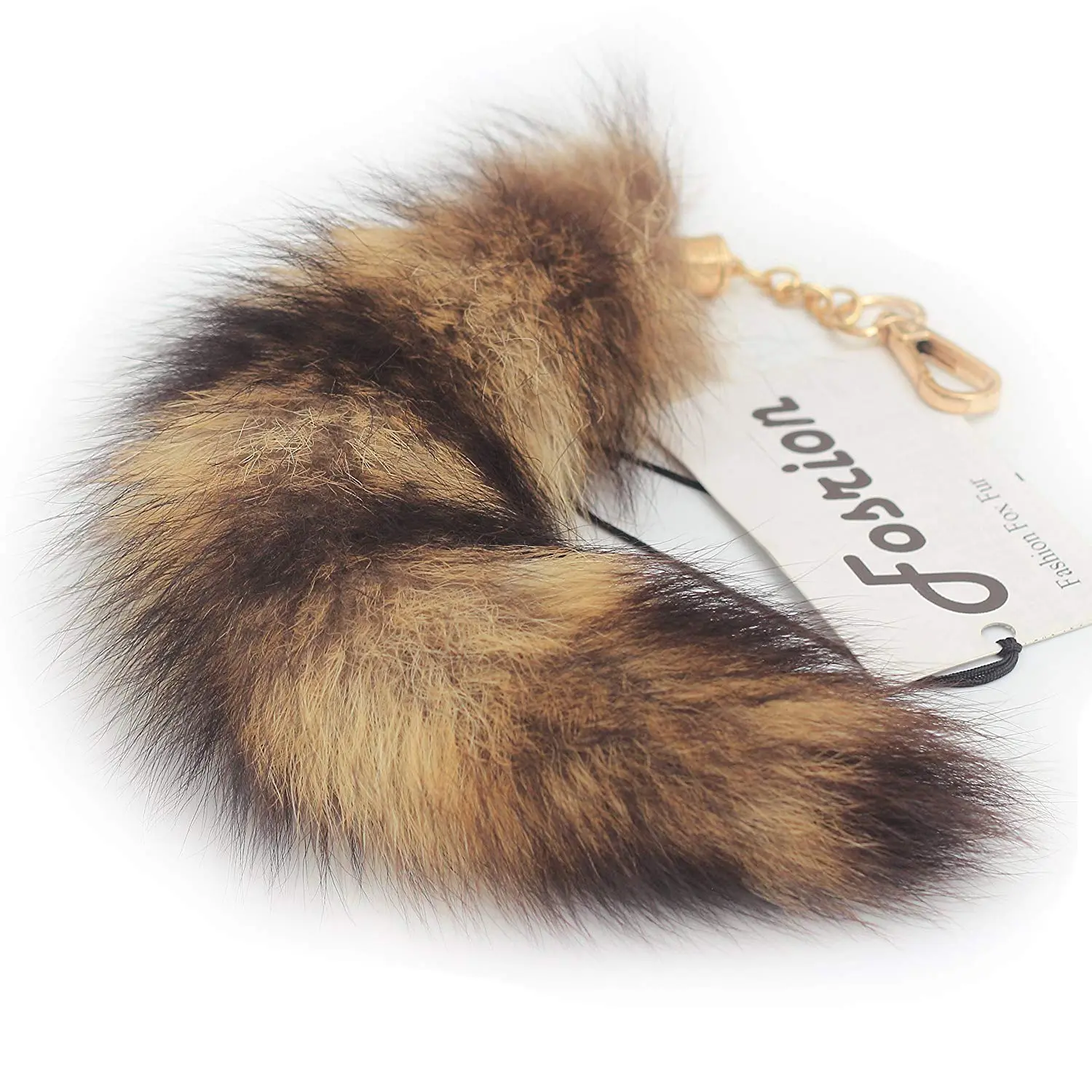 Real Fox Tail Keychain Clasp Fashion Charm (natural Raccoon)