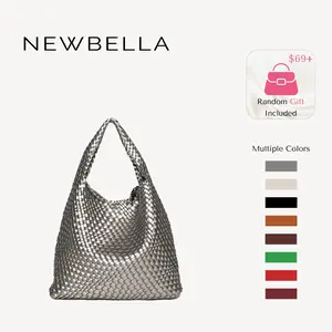 NEWBELLA Linda Woven Hobo Bag for Women - Vegan PU Leather Trendy Commuter Everyday Tote Shoulder Bag, Large-Capacity Chic Purse, Trendy Commuter Bag