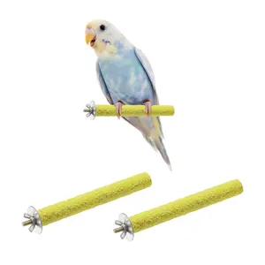 PETAXCELL Bird Perch Stand, Colorful Paw Grinding Stick, Wood Rough-surfaced Perch Parrot Stand 15 x 1.8 Cm, (Yellow, 2pcs), Intended for Home / Animal Parks / Pet Stores