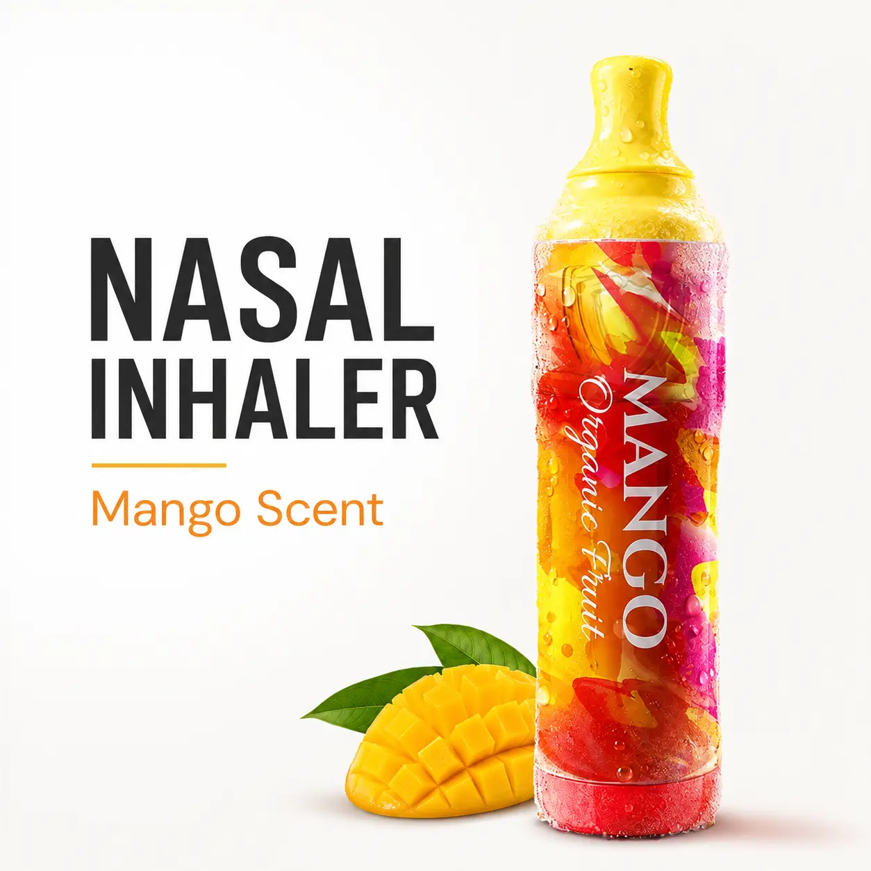 Mango Nasal Inhaler Stick Essential Oil Aromatherapy Inhaler Herbal Diffuser Portable Pocket Inhaler Fruity Refreshing Aroma for Travel Driving Study and Work Mood Boosting relax