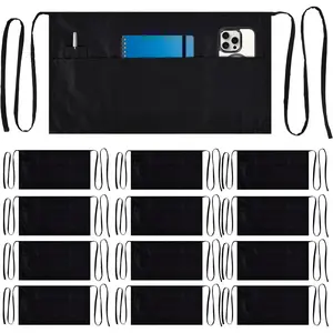 12 Pack Server Aprons with 3 Pockets,Black Server Apron,Waitress Apron, Aprons with Pockets,Server apron,Waiter Aprons,Serving Apron Women, Aprons,Black Aprons Bulk