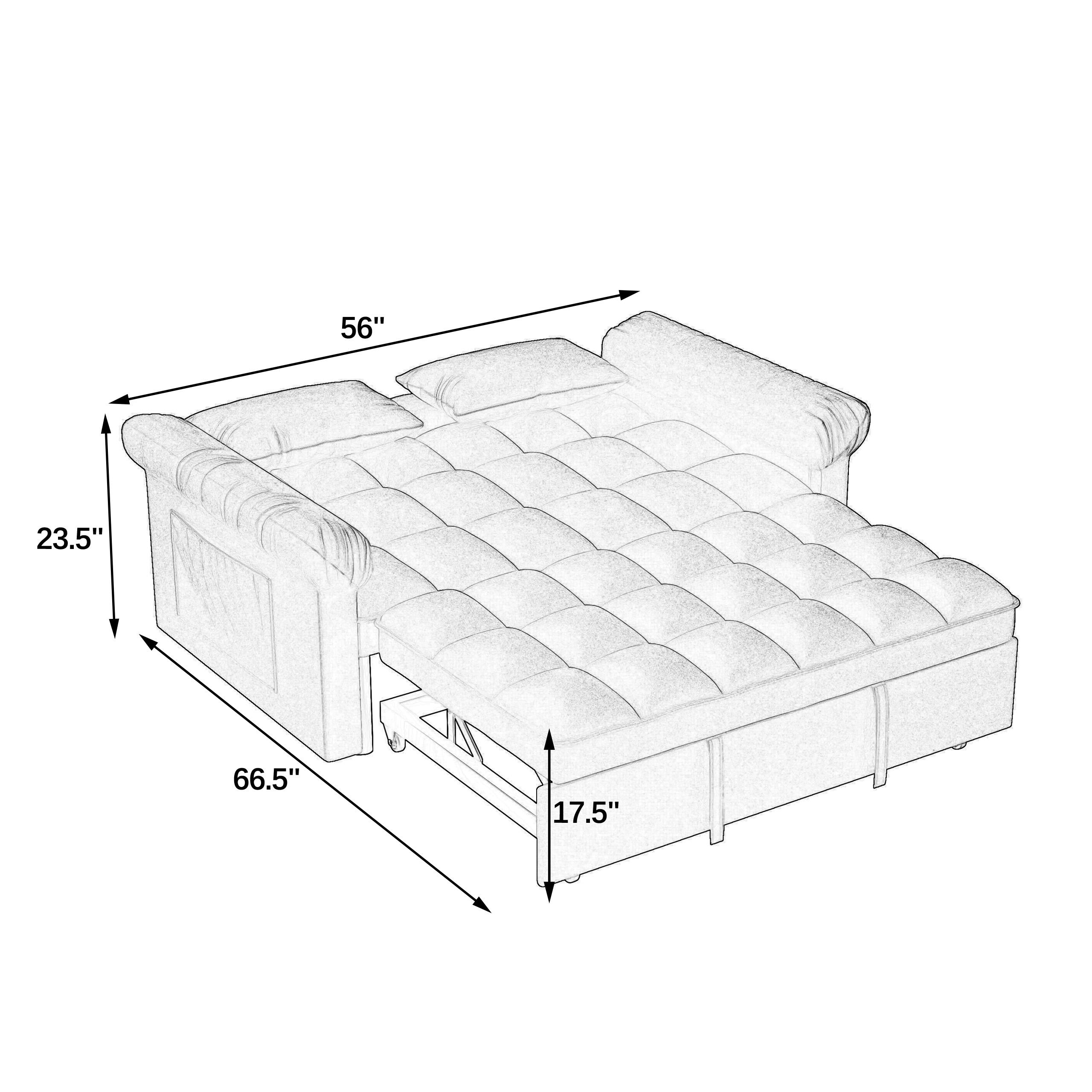 Niccae Loveseat Sofa Bed with Pull-Out Mattress - Adjustable Backrest, Convertible Guest Bed for Apartment/Office, High-Resilience Foam & Wood Frame, Easy Assembly