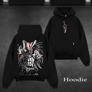 Ichigo Hollow Form Bleach Hoodie Washed – Bleach Vintage Washed Heavy Cotton Oversized Anime Manga Hoodie, Vasto Lorde Mask Art Graphic, Kurosaki Ichigo Transformation Edition, Retro Unisex Streetwear, Tee / T-Shirt Washed Option