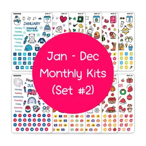 Set #2 12 Months Planner Stickers Bundle | January to December Planner Stickers Bundle