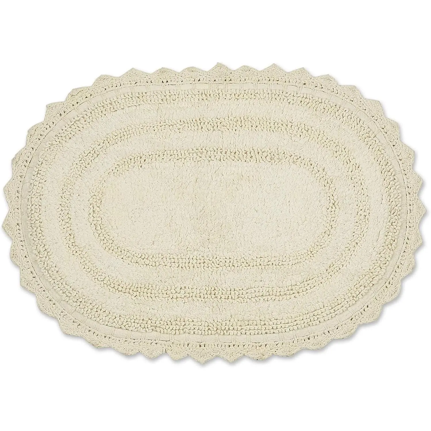 Crochet Collection Reversible Bath Mat, Small Oval, 17x24, Off-White