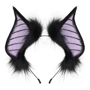 Sawtooth Butterfly Ears - Puffy Headband for Parties, Cosplay, Halloween & Festival Photos - Light Weight Plastic Skeleton with Soft Plush Surface - Unique Design for Cosplay Accessories