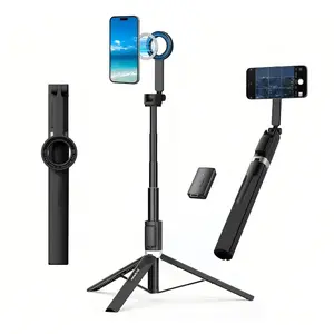 Selfie Stick Tripod, 67"  Extendable  Holder for Magsafe, 360? Rotatable & 330? Tilt Travel Phone Tripod Stand with Metal Ring & Remote for  12-17/Android