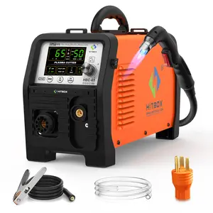 HITBOX HBC65 Plasma Cutter 65Amp with Non-HF Pilot Arc (Non-Touch Start), 110V/220V Dual Voltage IGBT Inverter, CNC Ready, LED Display, 1/2" Clean Cut - 2T/4T & Post Flow liquidation merchandise plasma Torch with Pilot Arc
