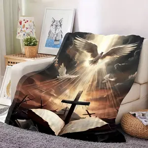 Jesus Hugs Soft Flannel Blanket - All Seasons, Hypoallergenic,, Suitable For Sofas, Office Naps, And Home Use