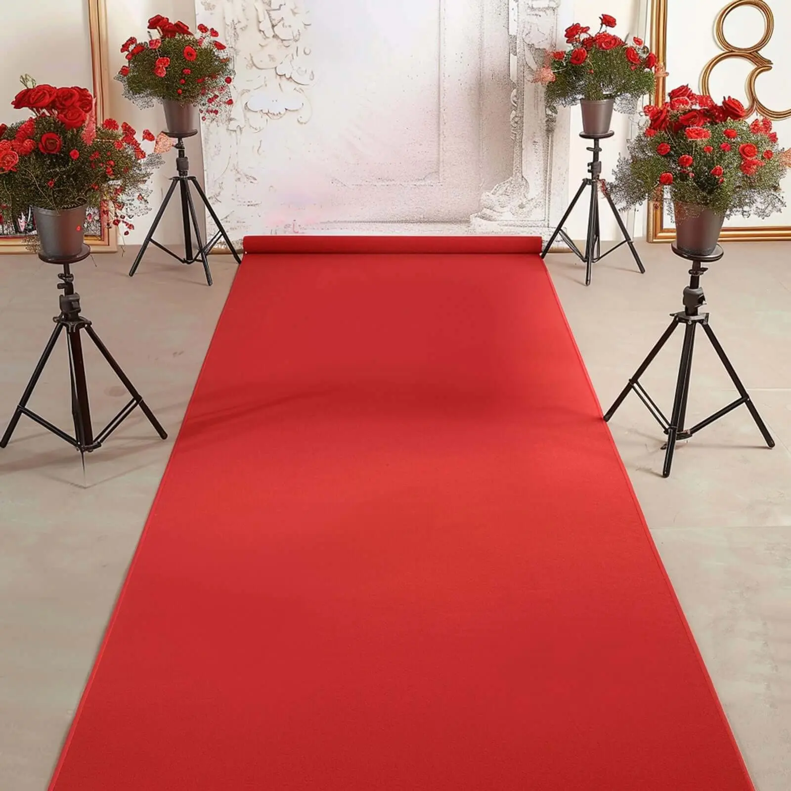 Red Rayon Runner - 3ftx100ft Hollywood Red Carpet for Parties, Wedding Aisle Runner, Home Decorative Rug