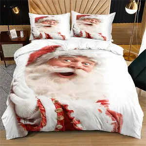 Hot Selling 3D Christmas Bedding Set, Full Size Comforter and Pillowcases, Complete Bedroom Decor, Perfect for Holiday Season