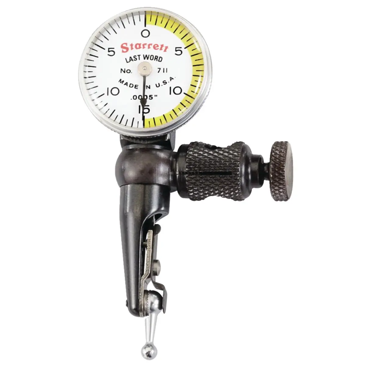 Starrett Dial Test Indicator - Hard Chrome-Plated Car Repair Tool with Interchangeable Steel Contact, Body Clamp, 0.030 Inches Precise Measurements, Shaded Dial for Mirrors for Layout, Automotive Maintenance