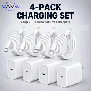 6FT Super Fast Charging 4-Pack Type-C Wall Charger Blockwith 4-Pack USB-C to Lightning Cable, PD Fast Charger foriPhone 14/13/12/12 Pro Max/11/Xs Max/XR/X, AirPods Pro,iPad -Ideal for Travel & Home