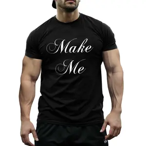 Women's Casual Loose Fit High Elasticity T-Shirt with "Make Me" White Cursive Print – Soft Stretchy Baggy Tee for Everyday Wear, Trendy Aesthetic Top, Machine Washable