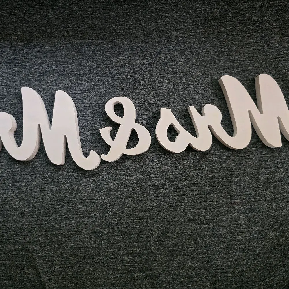 White Script "Mr & Mrs" Wedding Sign, Decorative Table Decor for Adults