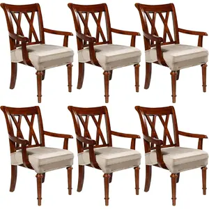 Large Dining Room Chair Seat Covers with Armrest Dining Chair Slip Covers Protectors(6 Pcs,Taupe)