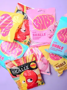 Sukar Mini BUBS Mix Chewy Swedish Candy Trio - Banana Caramel, Sour Skulls & Fruity Ovals - Viral Tiktok Sweet & Sour Treats - Bonbon Snack Strawberry Sugar Soft
