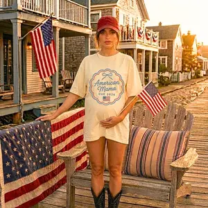 Comfort Colors Vintage Americana Maternity Clothes 2026 Pregnant Girl Summer T-Shirt America July 4th TShirt Fourth Of July Pregnant Wife Gift