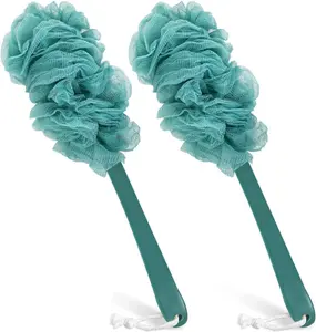 Back Scrubber for Shower, Loofah on a Stick as Shower Brush Exfoliating Body with Long Handle, Loofah Sponge Mens Loofah Bathing Accessories for Women (2Pack Blue) (2Pack Blue)