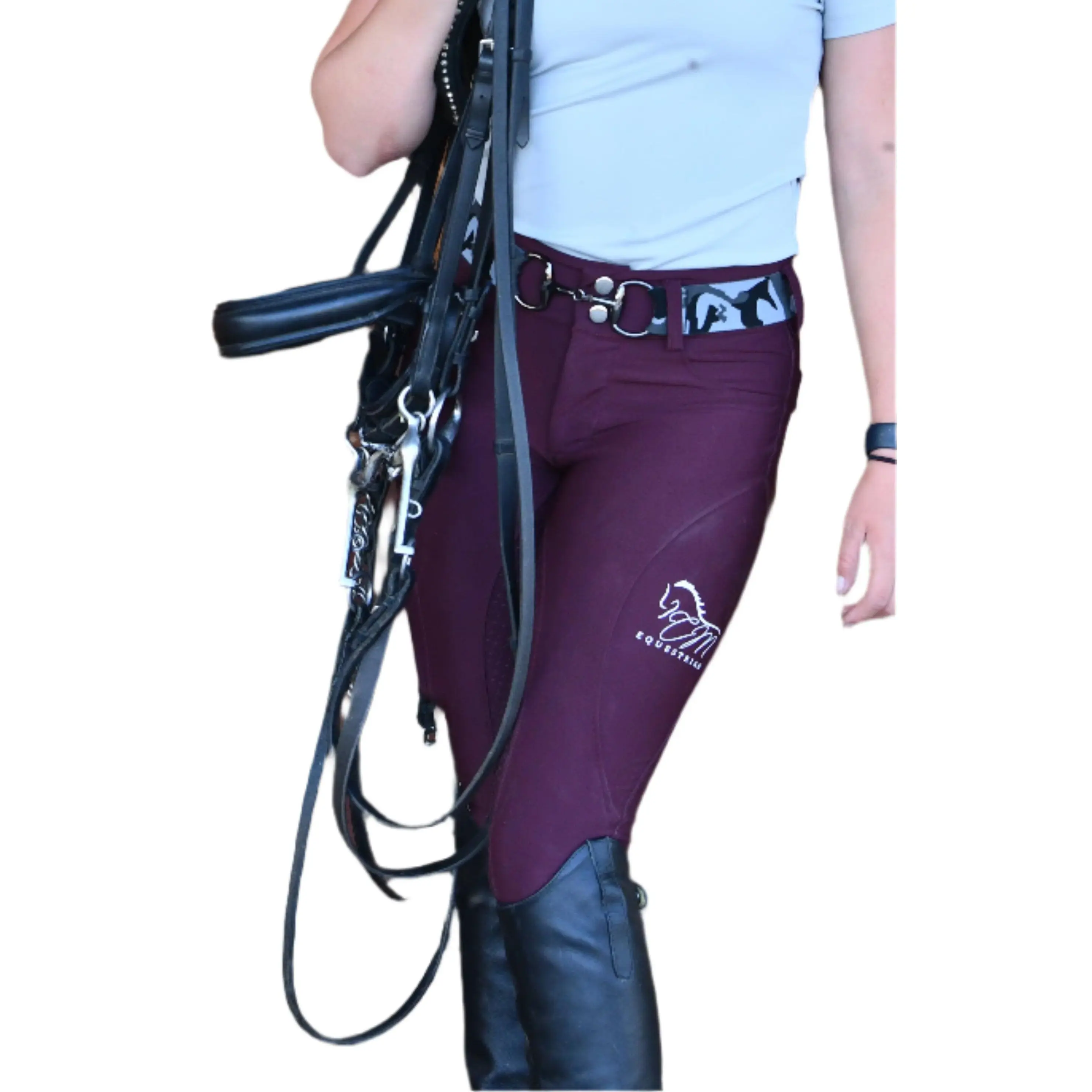 Burgundy Button up Breeches full bottomed CM logo 1 Deep Pocket