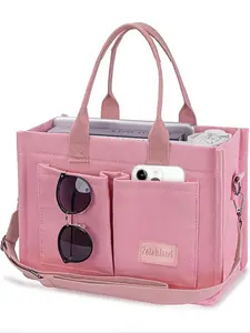 Women's Elegant Solid Color Tote Bags, Fashionable Large Capacity Crossbody Bags, Multi-pocket Canvas Trendy Shoulder Bag, Lightweight Casual Tote Shoulder Bag for Women, Purses, Ladies Purse, School Bags Adjustable Strap Satchel, Christmas Gift