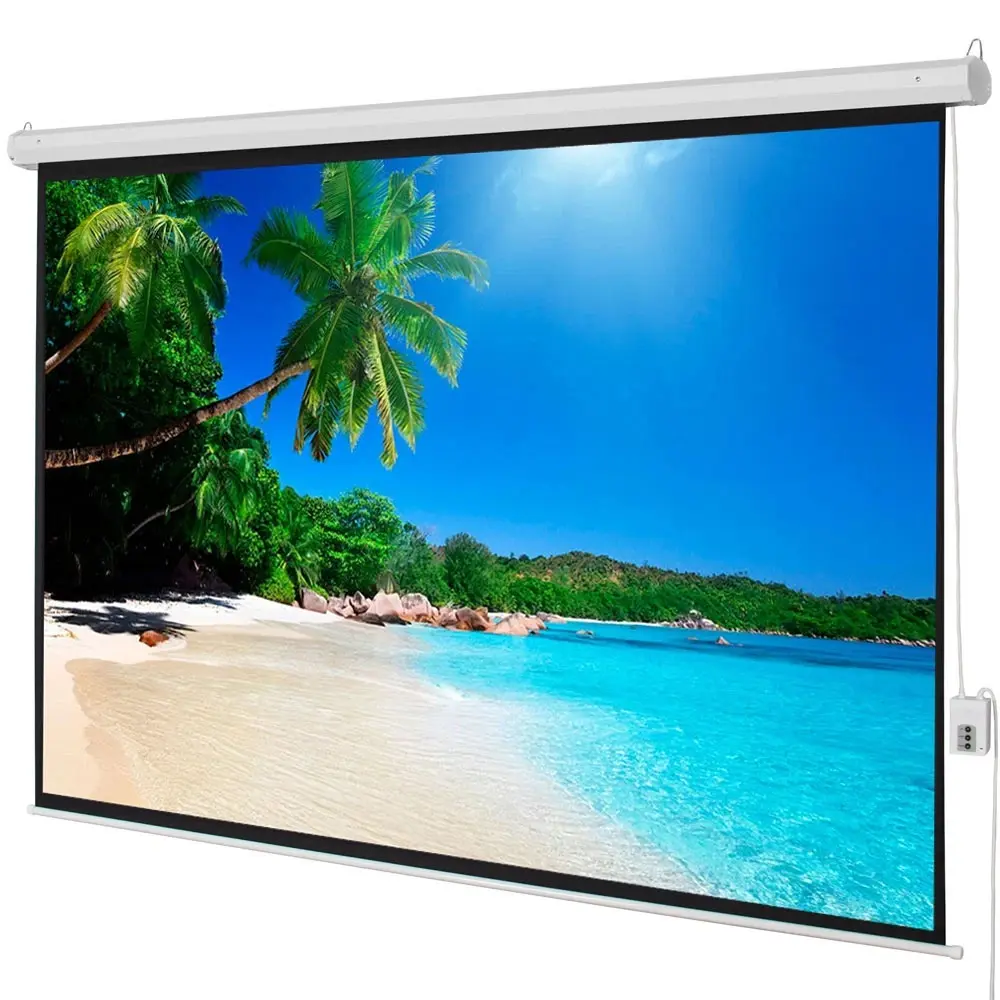 100" 4:3 Electric Adjustable Motorized Indoor Projector Screen with Remote Control for Home Theater Durable Functional User Friendly